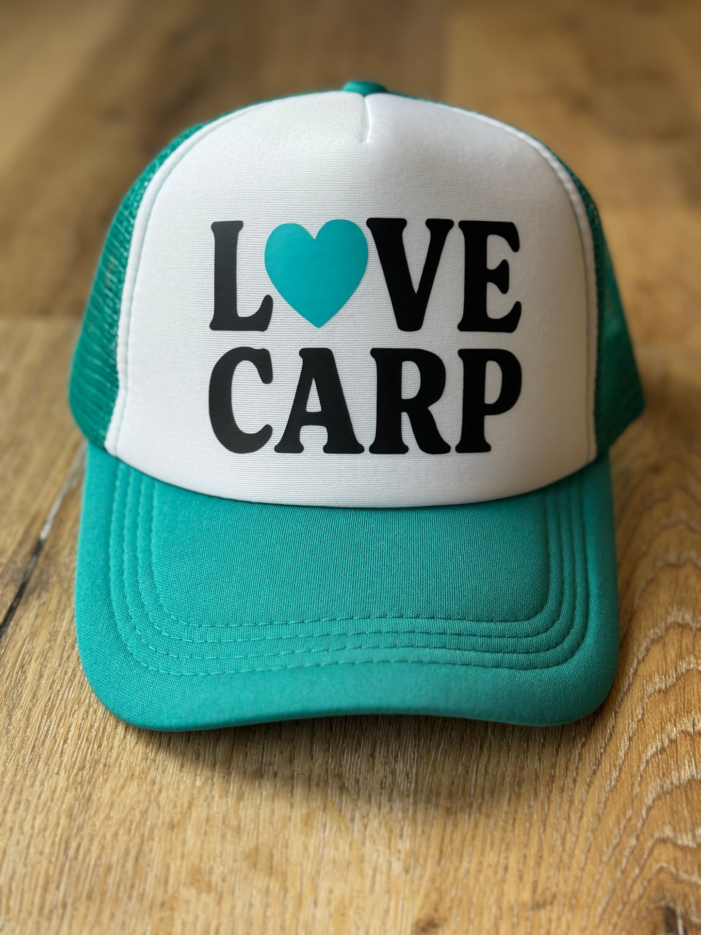 LOVE CARP Trucker Hat – Blush & Charcoal