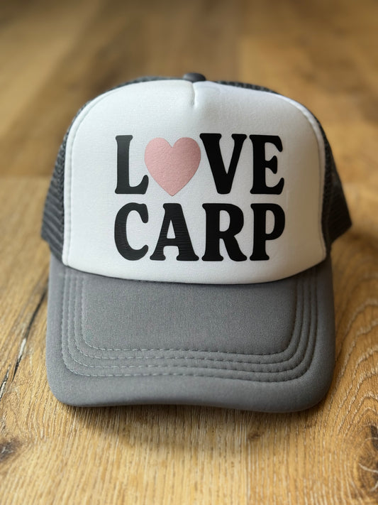 LOVE CARP Trucker Hat – Blush & Charcoal