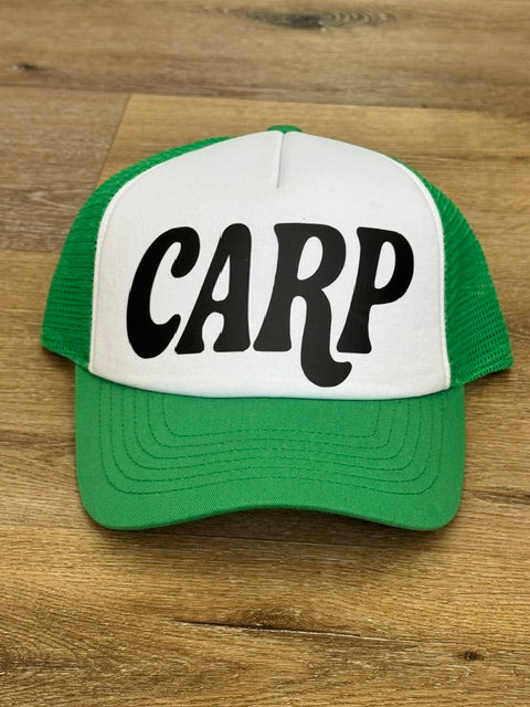 Classic CARP trucker hat in green and white with black lettering