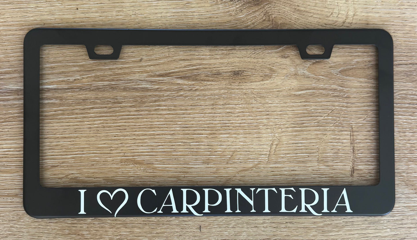 I <heart> CARPINTERIA License Plate Frame (Black/White)