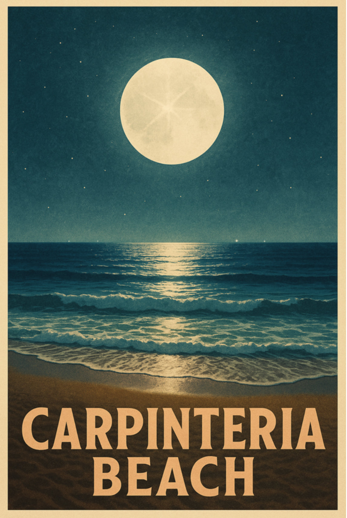 Carpinteria Beach – Moonlight Poster (13x19)