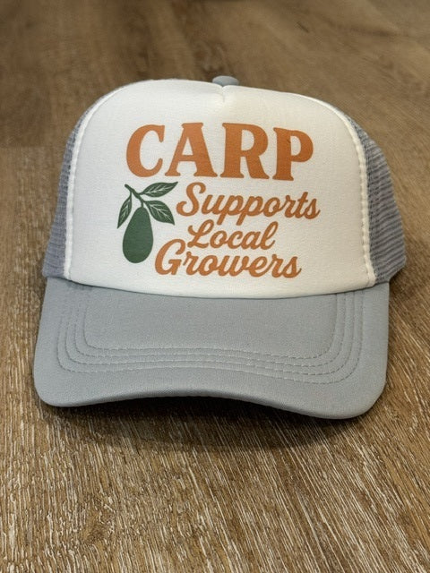 Promotional CARP Supports Local Growers Trucker Hat – Light Gray, Light Gray and Cream