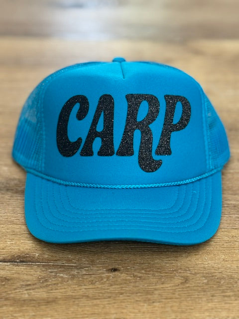 Classic CARP trucker hat in bright blue with black lettering
