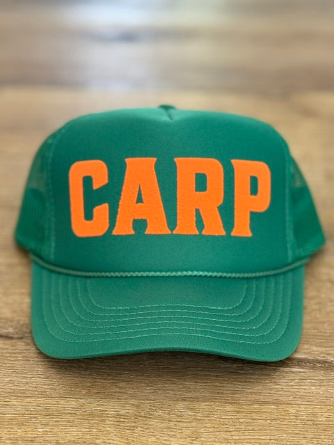 Classic CARP trucker hat in green with orange lettering