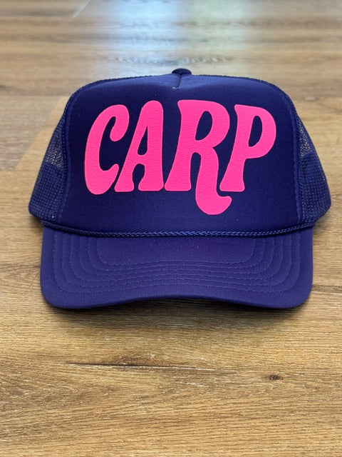 Classic CARP trucker hat in purple with pink lettering