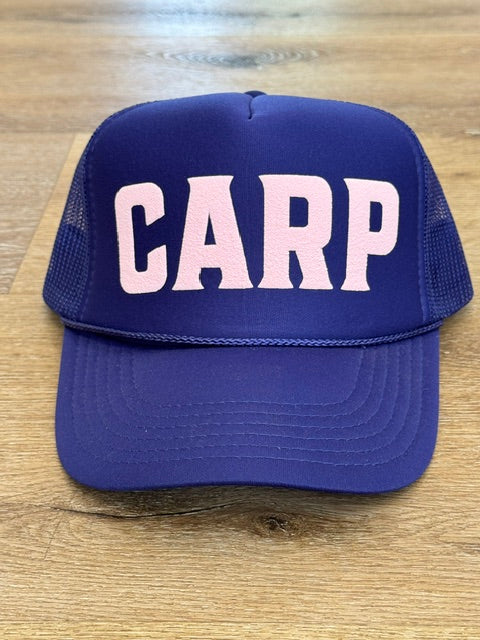 Classic CARP trucker hat in purple with light pink lettering