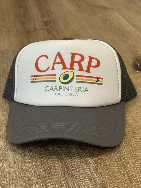 Promotional Retro CARP Trucker Hat – Charcoal and Cream, Charcoal and Cream